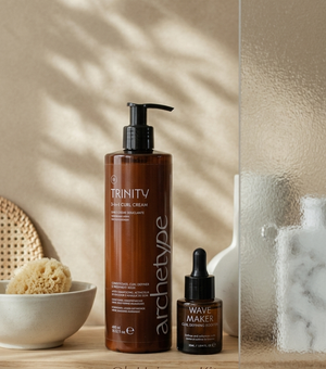 Archetype Curly Magic ritual kit with Trinity 3-in-1 cream and Wavemaker curl-defining booster