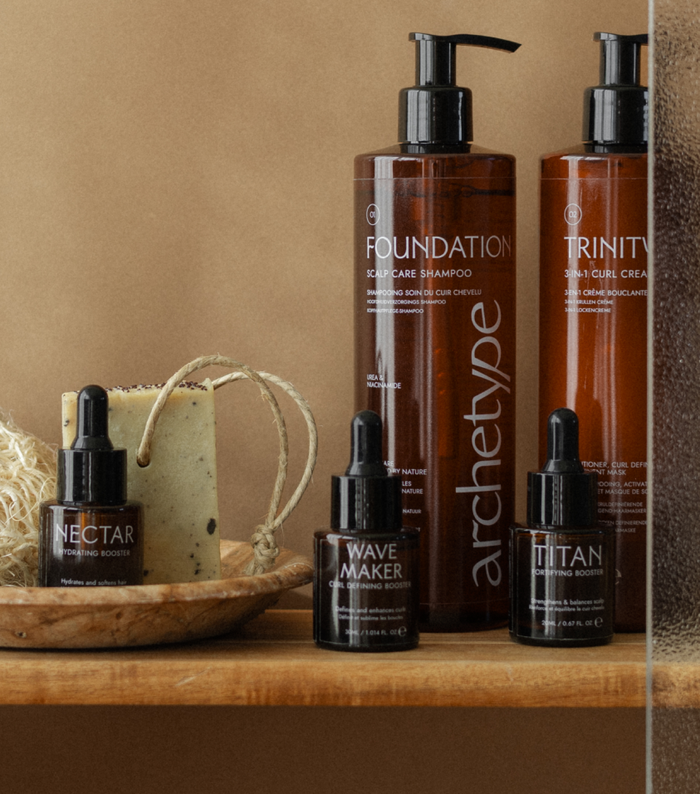 The Alchemist Apothecary kit with the full Archetype line: Foundation, Nectar, Titan, Wavemaker and Trinity